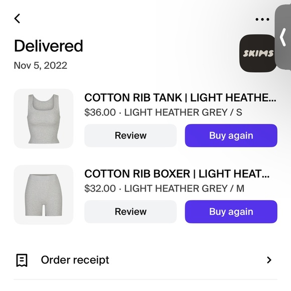 SKIMS cotton rib boxers size medium in light heather grey - Picture 4 of 4